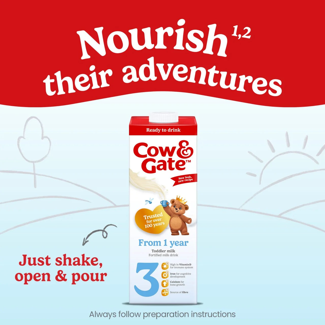 Cow & Gate 3 Toddler Milk Formula Liquid Ready to Feed 1-3 Years Multipack 15 x 200ml