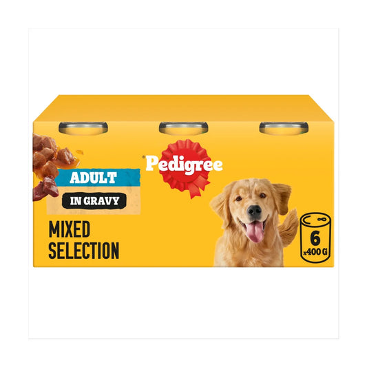 Pedigree Adult Wet Dog Food Tins Mixed in Gravy 6x400g