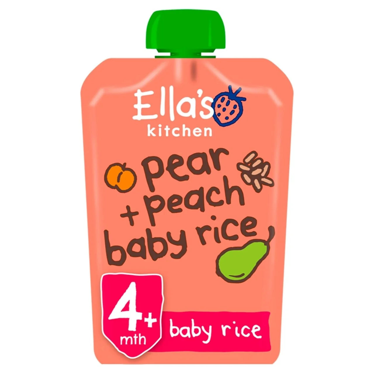 Ella's Kitchen Pear and Peach Baby Rice Baby Food Pouch 4+ Months 120g