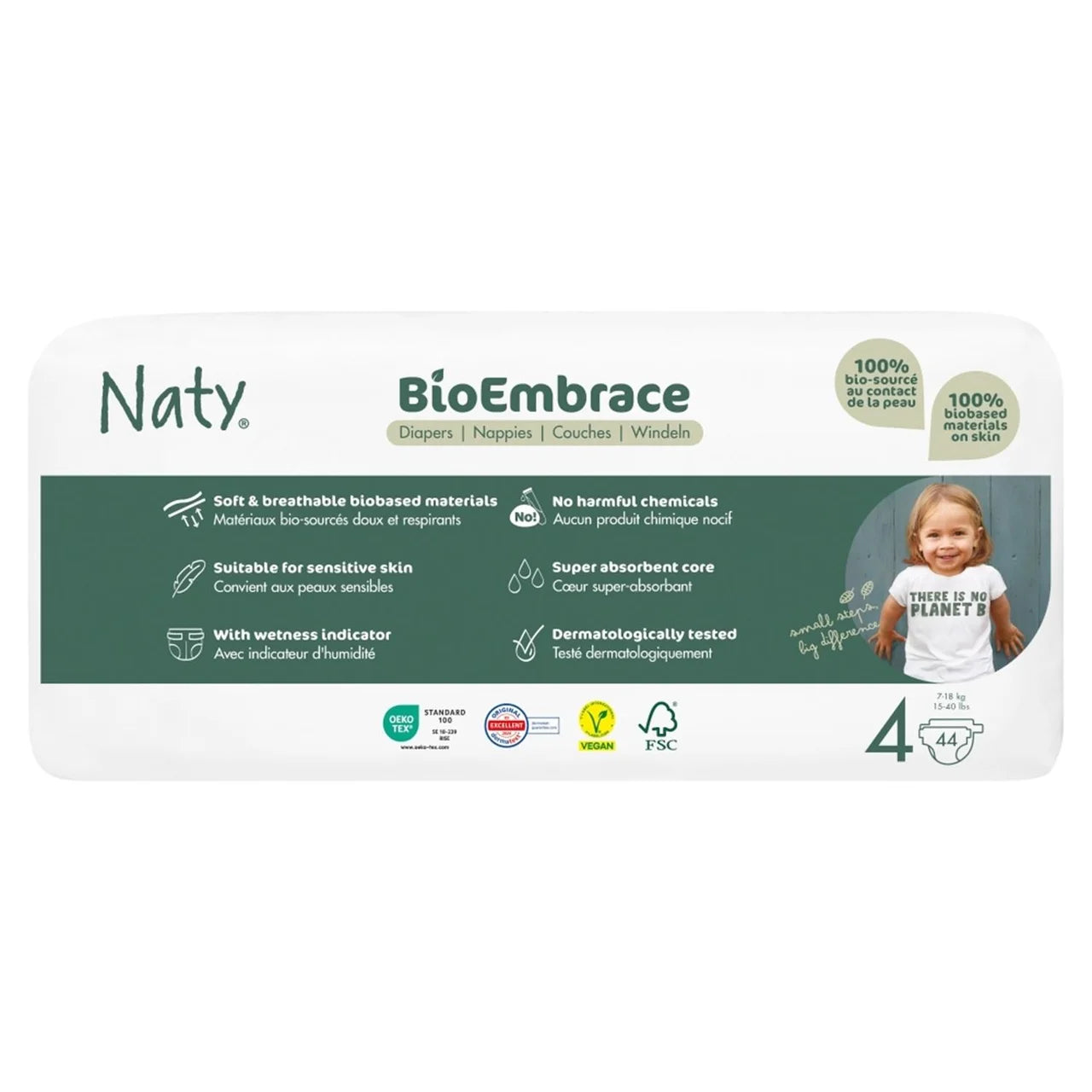 Naty BioEmbrace Big Pack Nappies Size 4 (7-18kg) 44 per pack