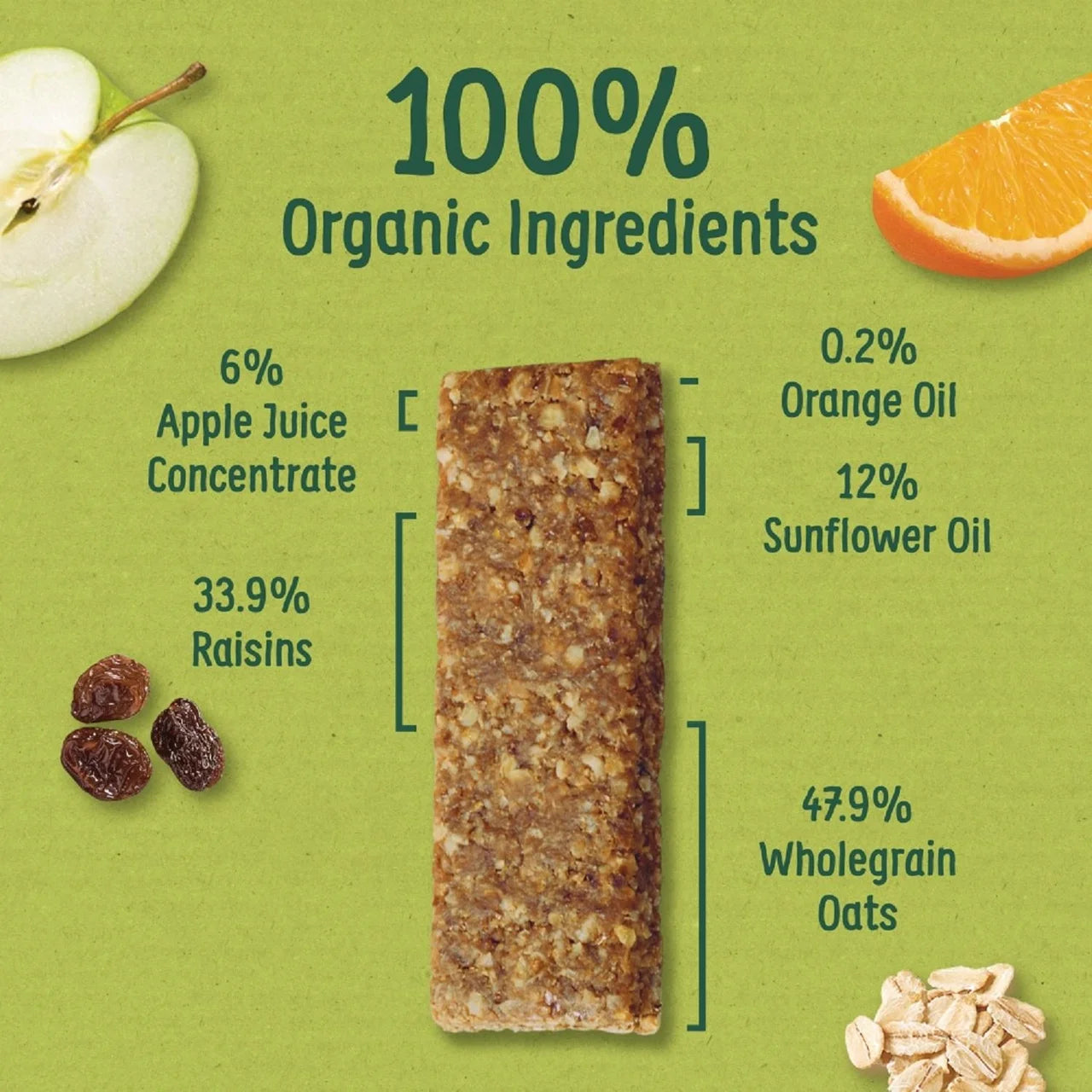 Organix Apple & Orange Soft Oaty Bars Toddler Snacks Multipack 12 months+ 6 x 23g