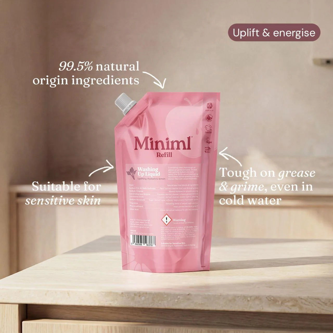 Miniml Washing Up Liquid Rhubarb & Lemon 1L