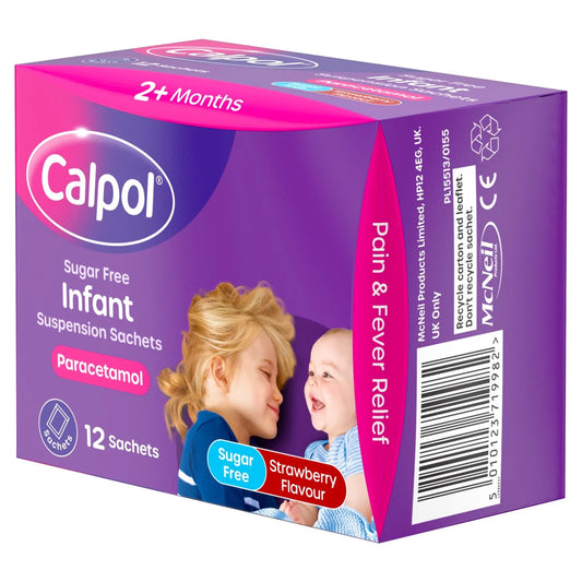 Calpol Infant Sugar Free Suspension Sachets Strawberry 2+ Months 12 per pack