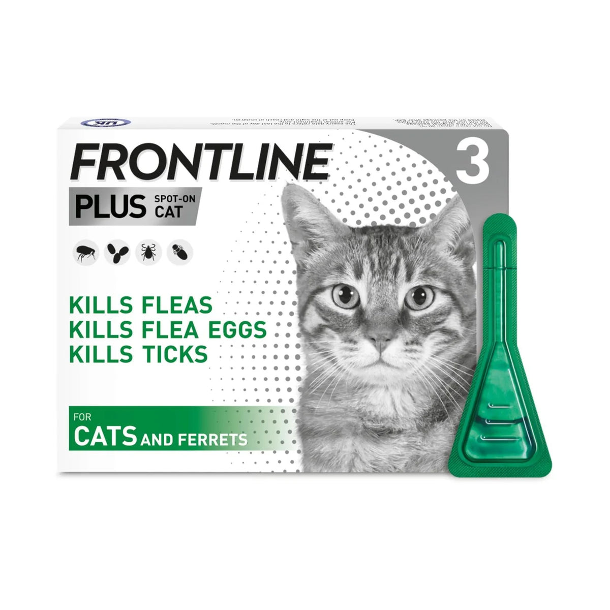 FRONTLINE Plus Flea & Tick Treatment Cat 3 per pack