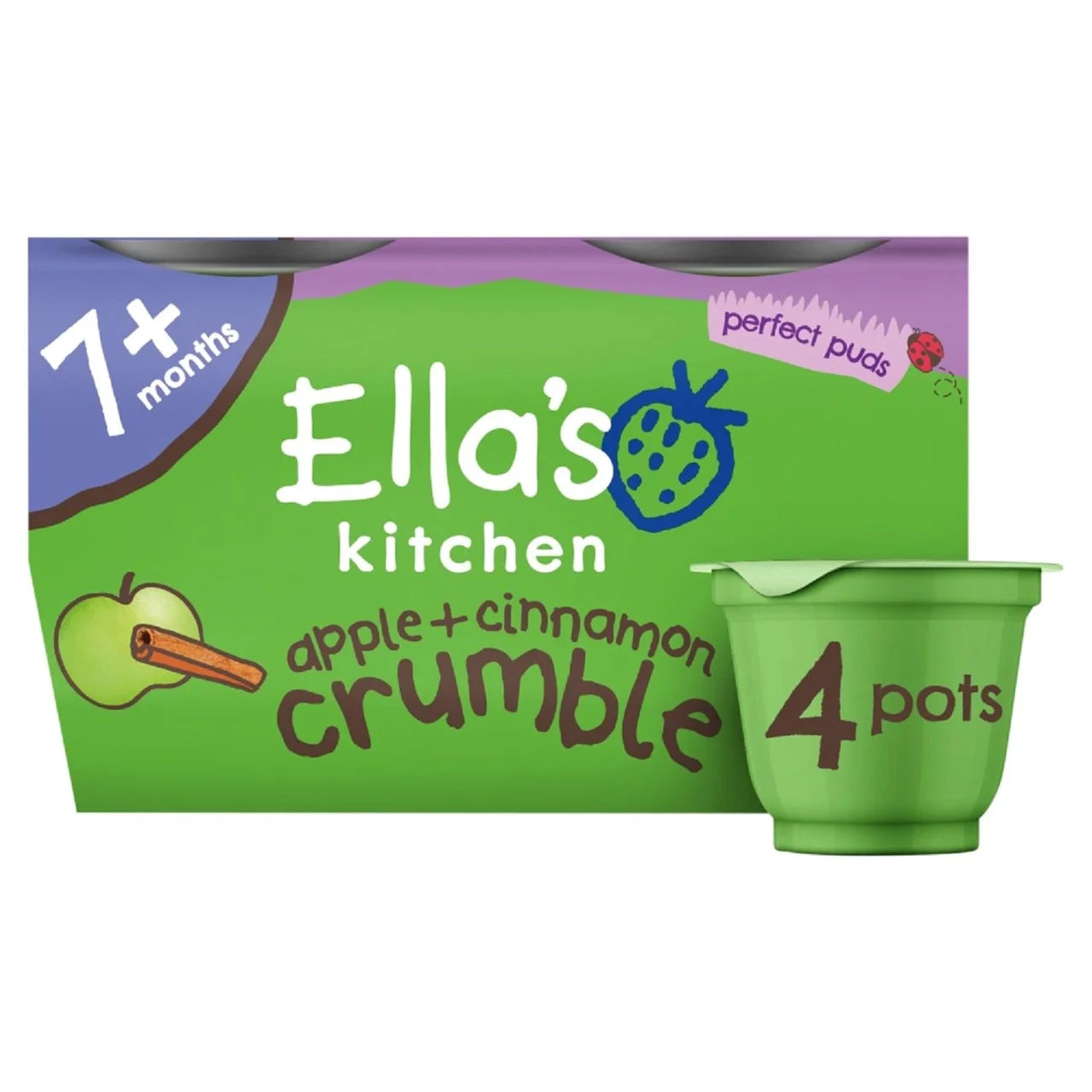 Ella's Kitchen Apple & Cinnamon Crumble Pudding Baby Dessert Pots 7m+ 4 x 80g