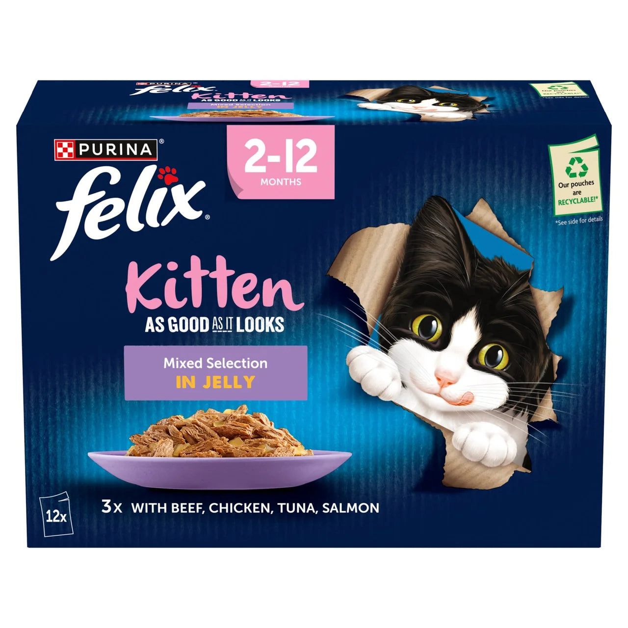 Felix As Good As it Looks Kitten Mixed in Jelly Wet Cat Food 12 x 85g