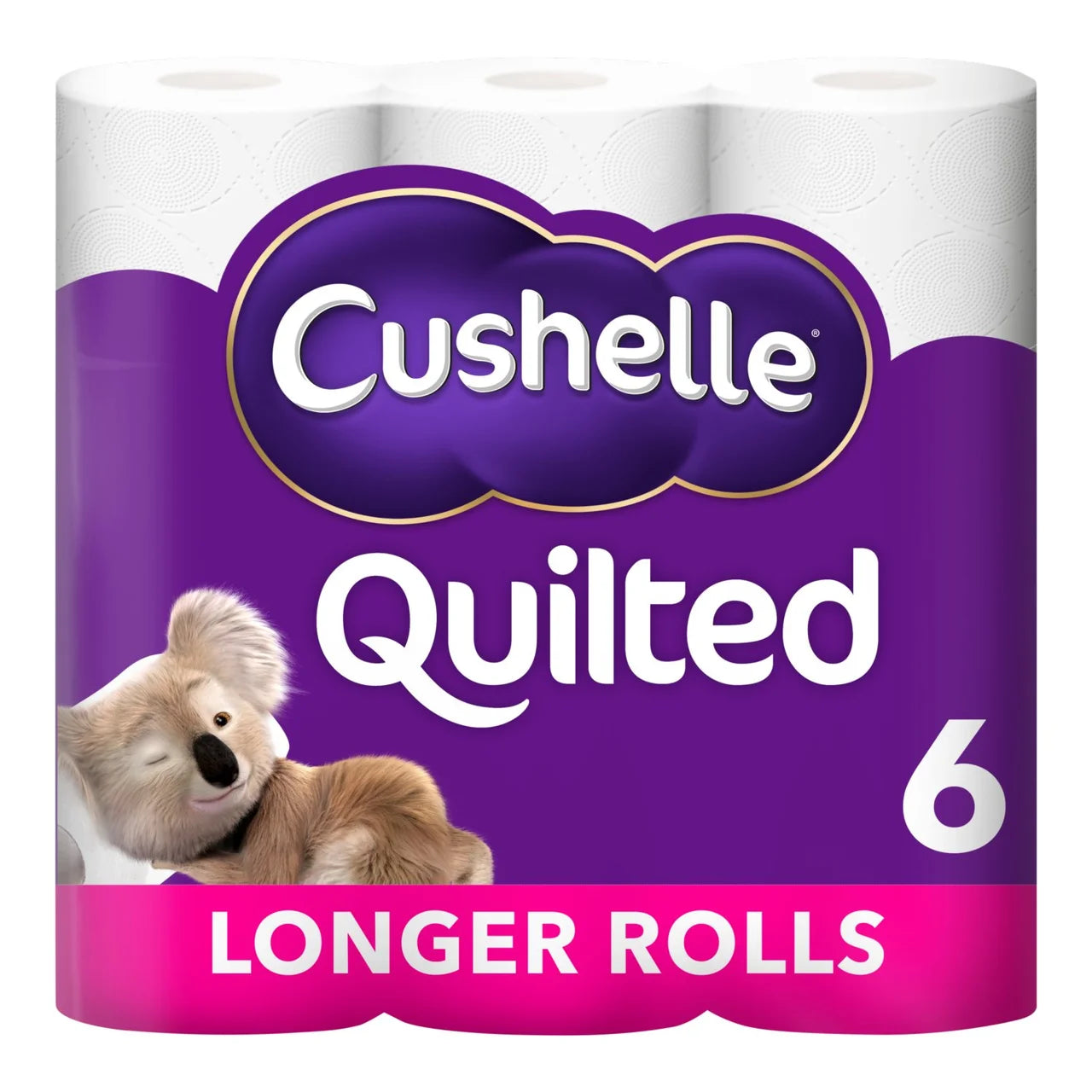 Cushelle Quilted Toilet Rolls, 50% More Sheets 6 per pack