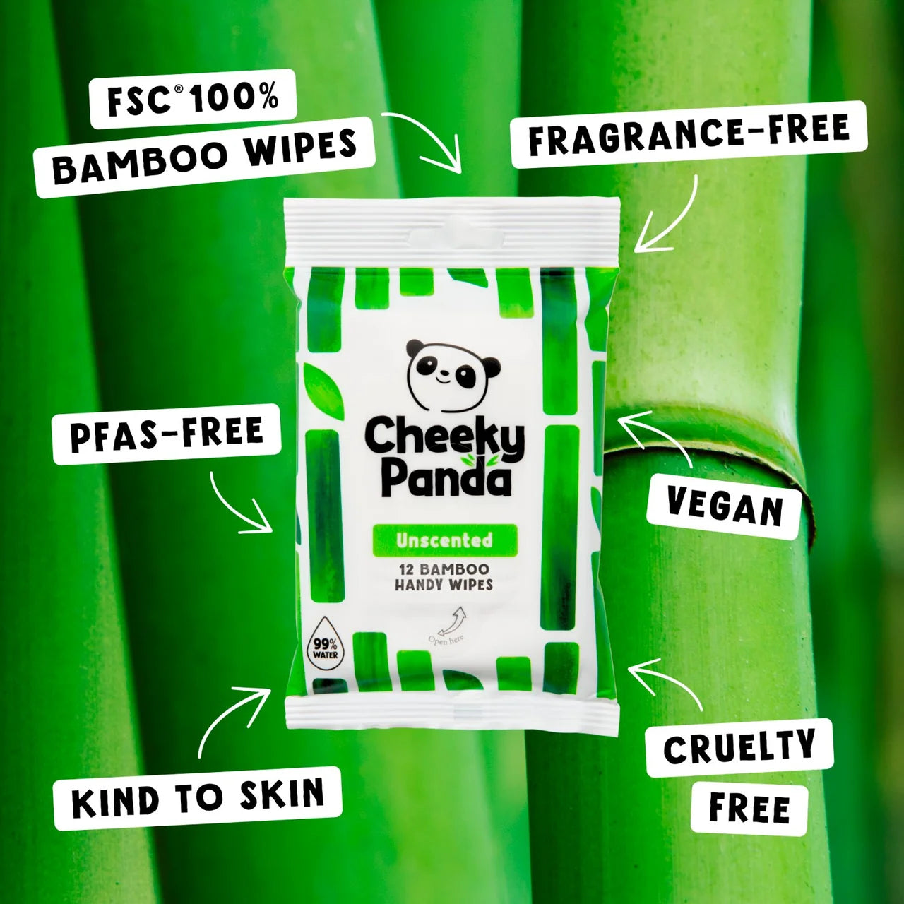 Cheeky Panda Bamboo Handy Wipes 12 per pack