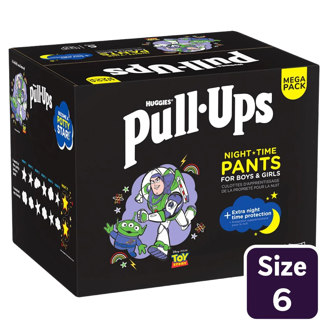 Huggies Pull-Ups Night Time Unisex Training Nappy Pants- Size 6 MEGA 32 per pack