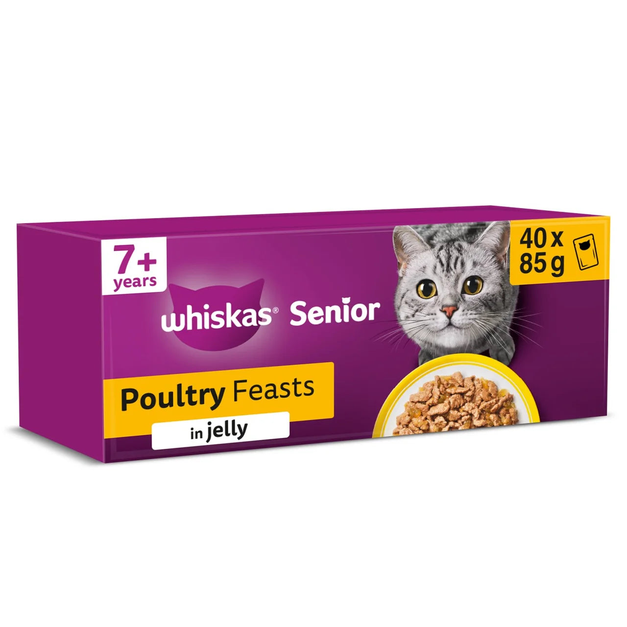 Whiskas 7+ Senior Wet Cat Food Poultry Feasts in Jelly 40 x 85g