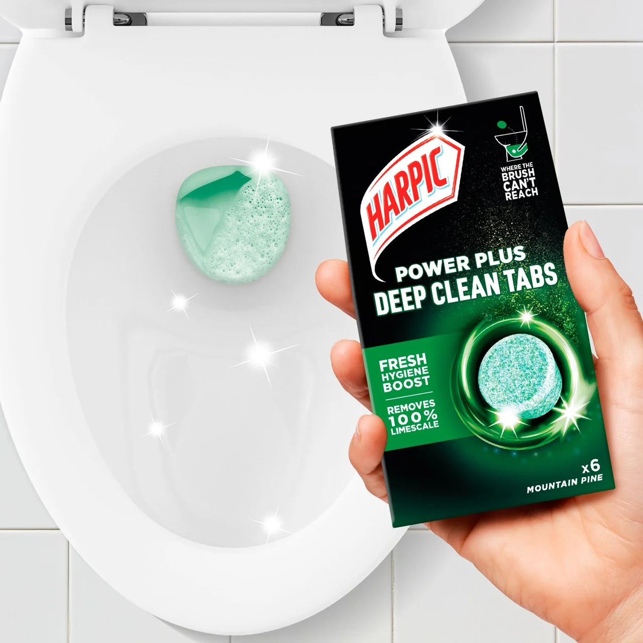 Harpic Power Plus Deep Clean Tabs Toilet Cleaner Mountain Pine 6 per pack