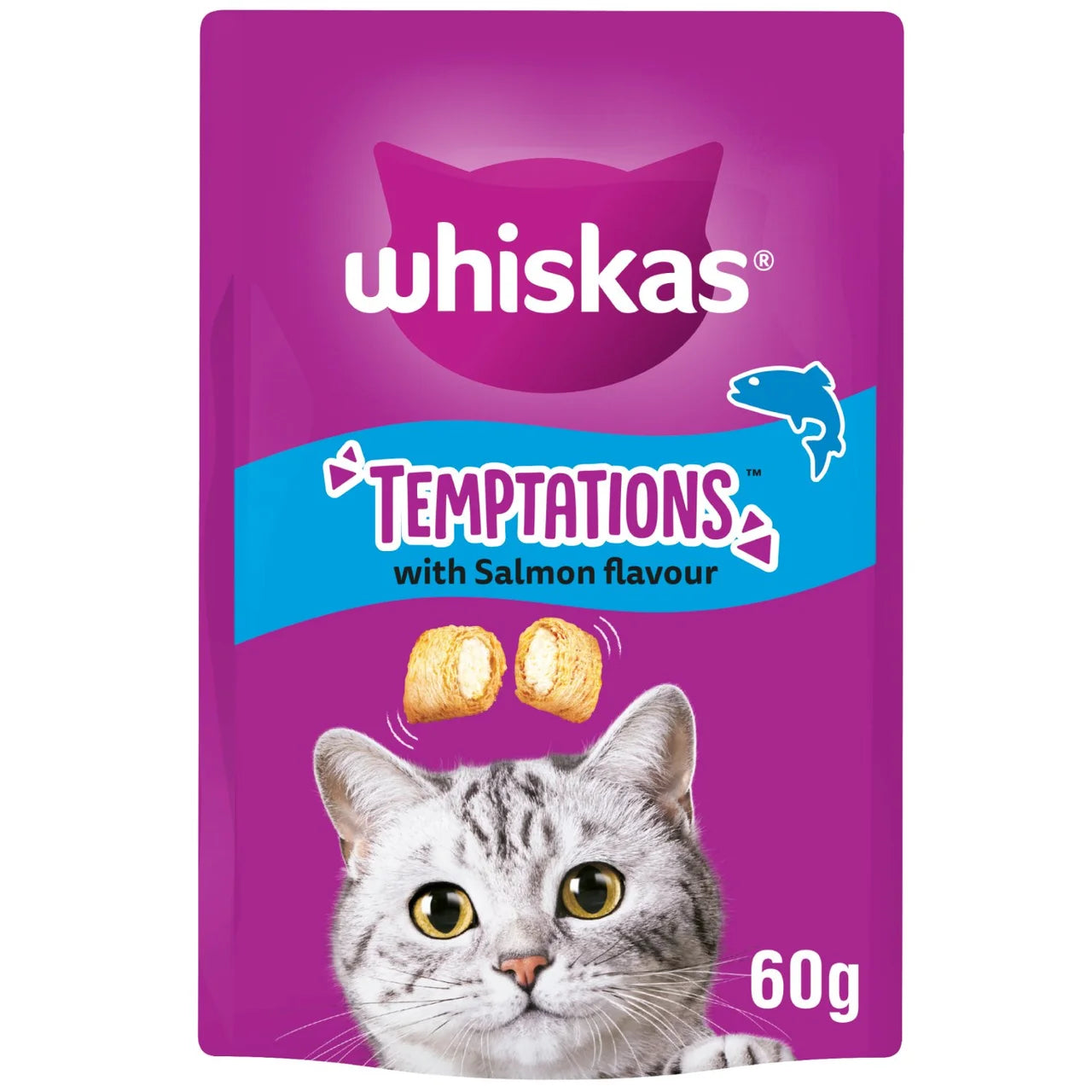 Whiskas Temptations Adult Cat Treat Biscuits with Salmon 60g