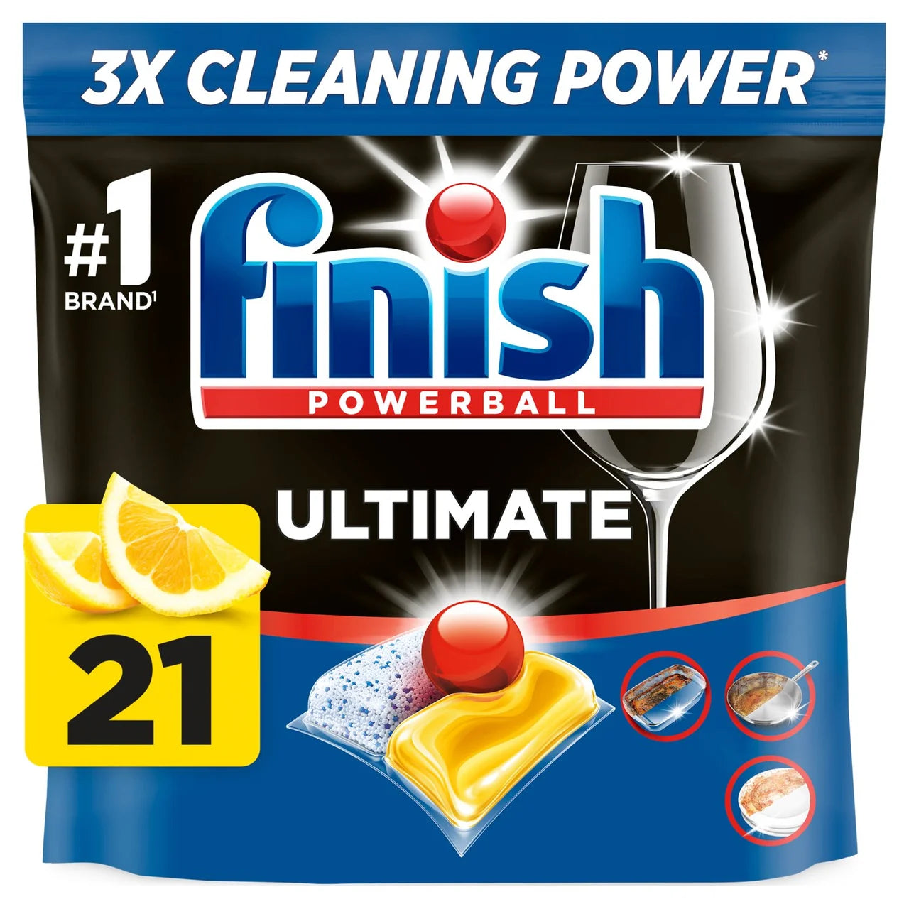 Finish Ultimate All in One Dishwasher tabs Lemon 21 per pack