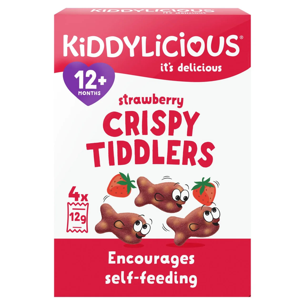 Kiddylicious Strawberry Crispy Tiddlers Baby Snacks Multi 4 x 12g
