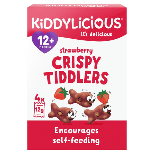 Kiddylicious Strawberry Crispy Tiddlers Baby Snacks Multi 4 x 12g