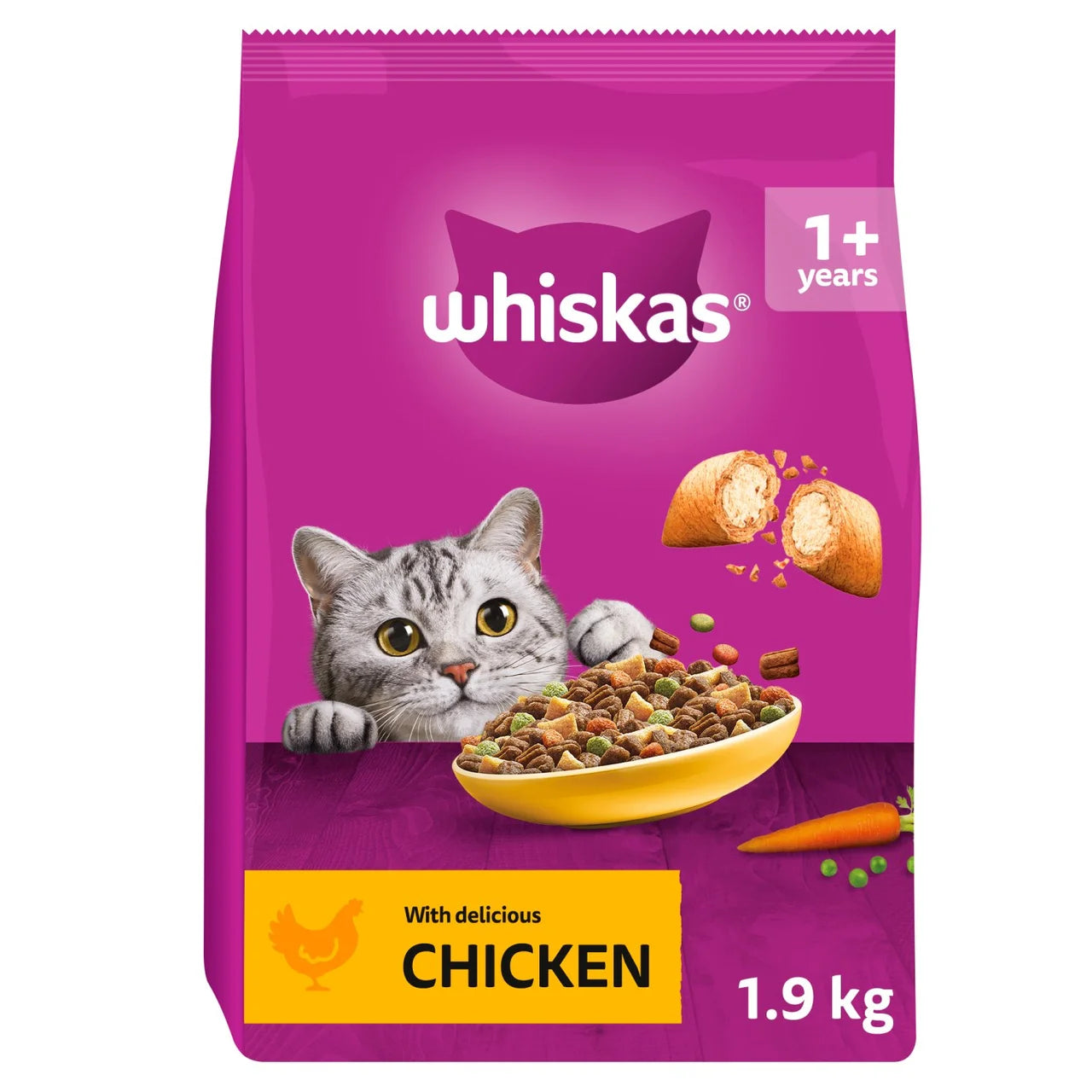 Whiskas 1+ Chicken Adult Dry Cat Food 1.9kg