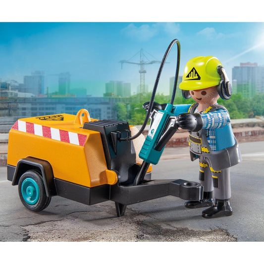 Playmobil 71752 Action Heroes Construction Worker with Pneumatic Drill