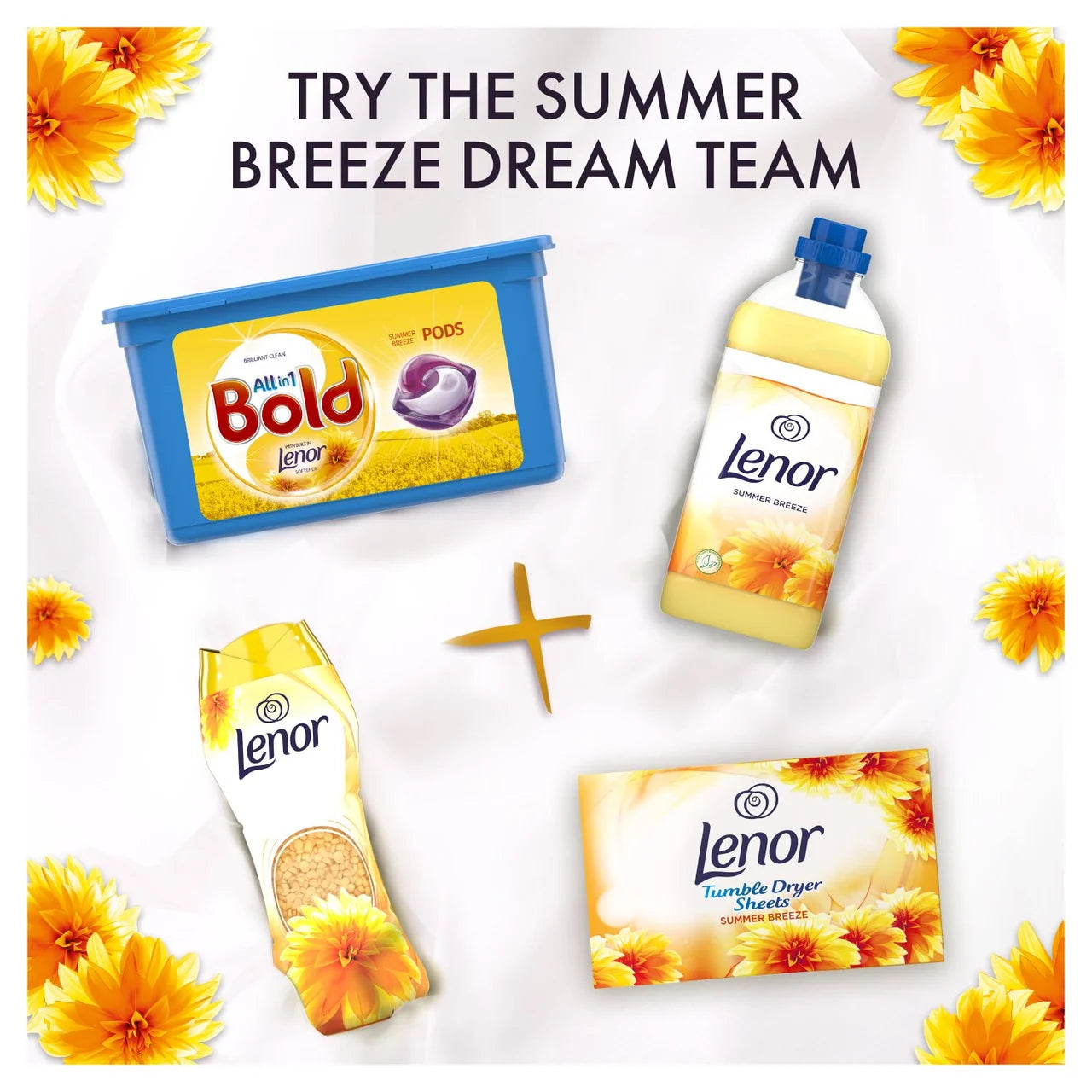 Lenor Fabric Tumble Dryer Sheets Summer Breeze 34 per pack