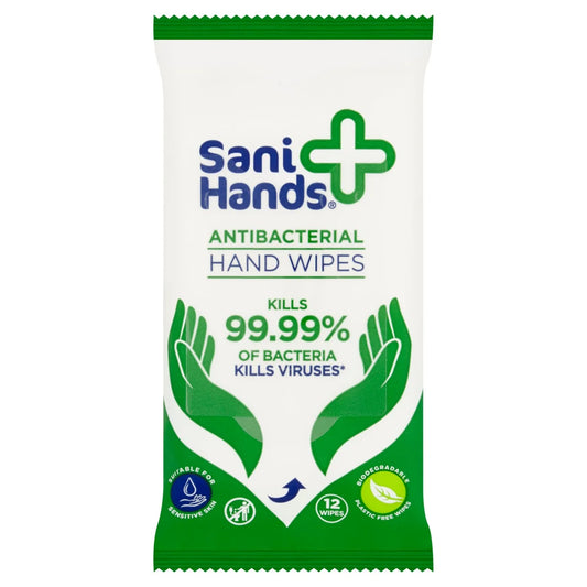 Sani Hands Anti-Bacterial Hand Wipes 12 per pack