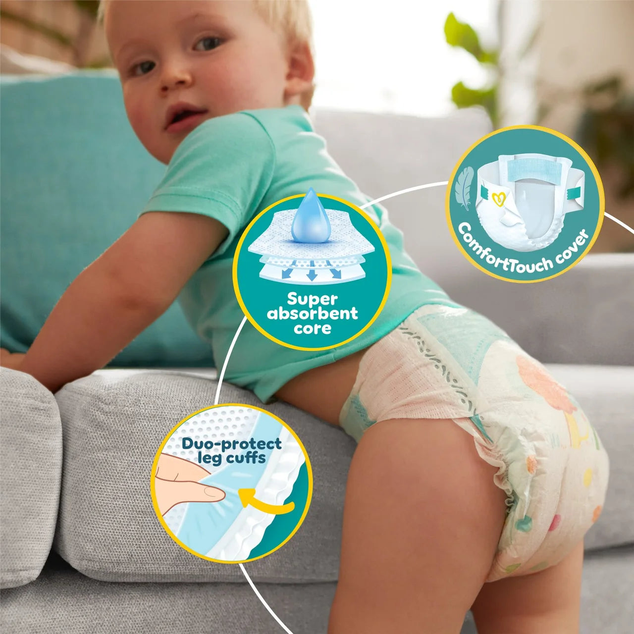 Pampers Baby-Dry Nappies, Size 7 (15kg+) Essential 30 per Pack