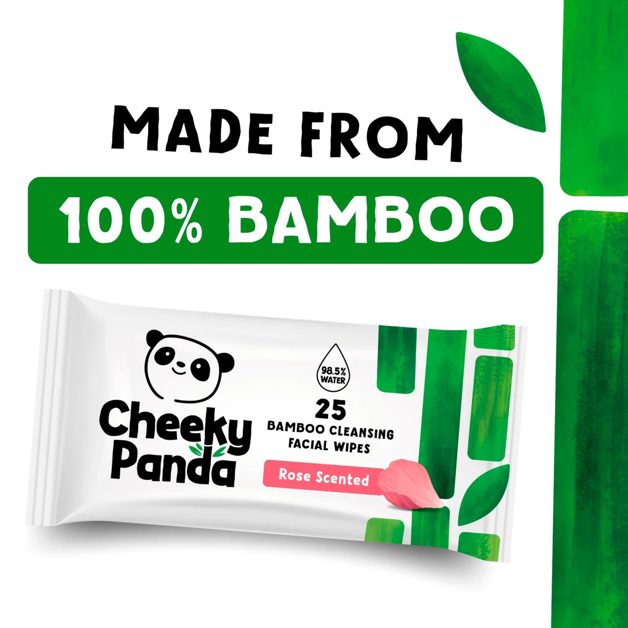 Cheeky Panda Bamboo Rose Facial Cleansing Wipes 25 per pack