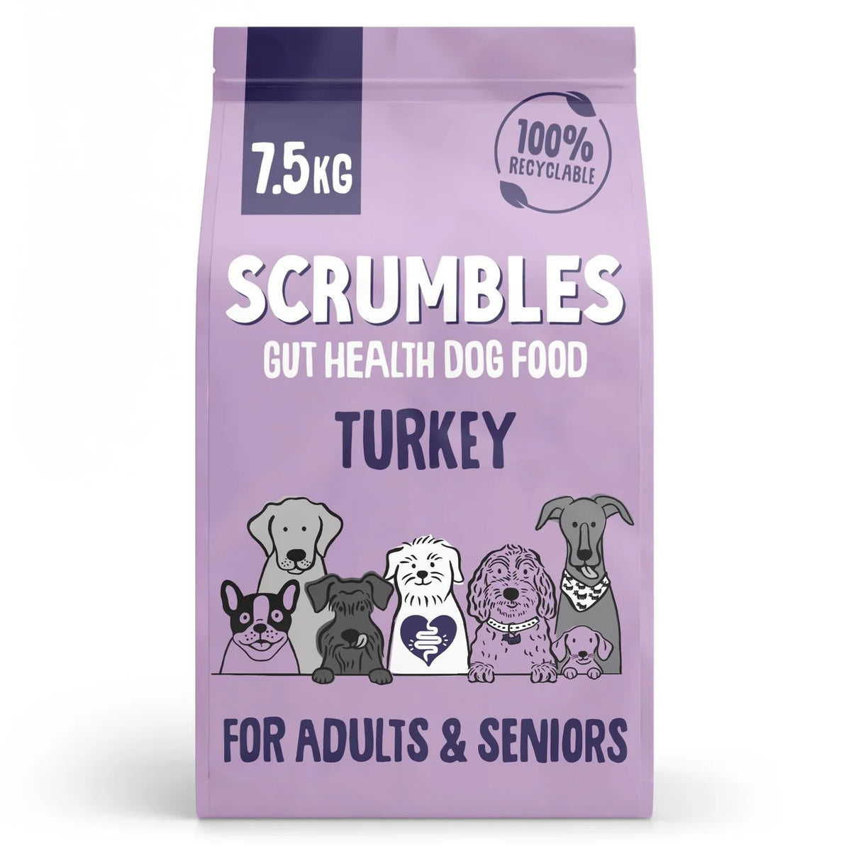 Scrumbles Dry Dog Food for Adult & Seniors Turkey 7.5kg