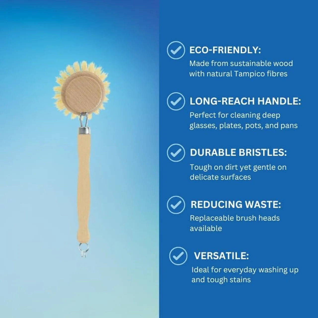 Elliott's Wooden Dish Brush with Natural Tampico Fibres