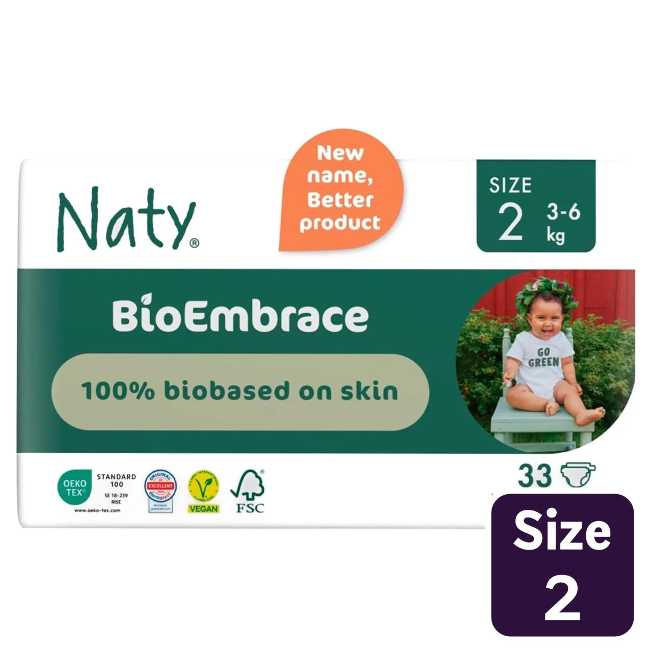 Naty BioEmbrace Nappies Size 2 (3-6kg) 33 per pack