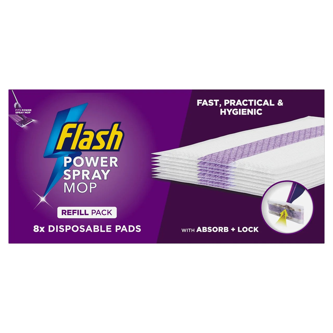 Flash Power Spray Mop 8 Disposable Pad Refills 8 per pack