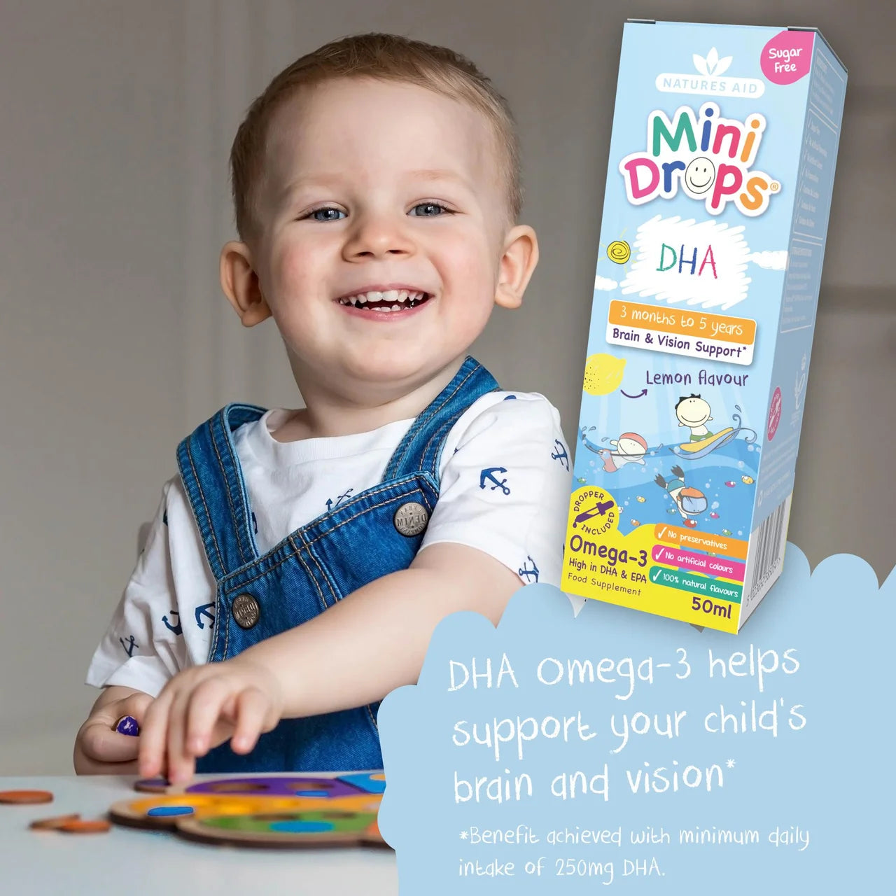 Natures Aid Mini Drops DHA Omega-3 for Infants & Children 50ml