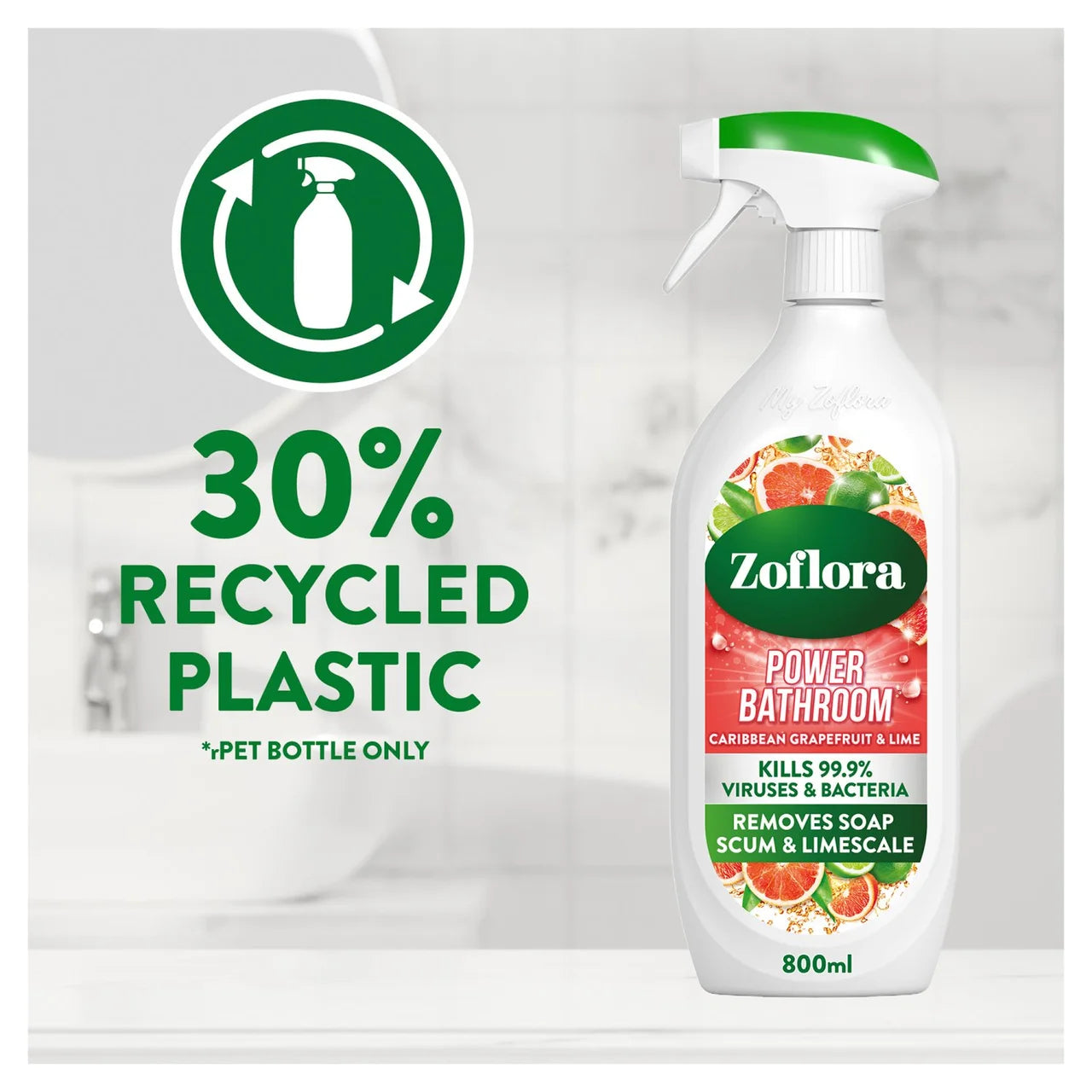 Zoflora Grapefruit & Lime Power Bathroom Cleaner 800ml