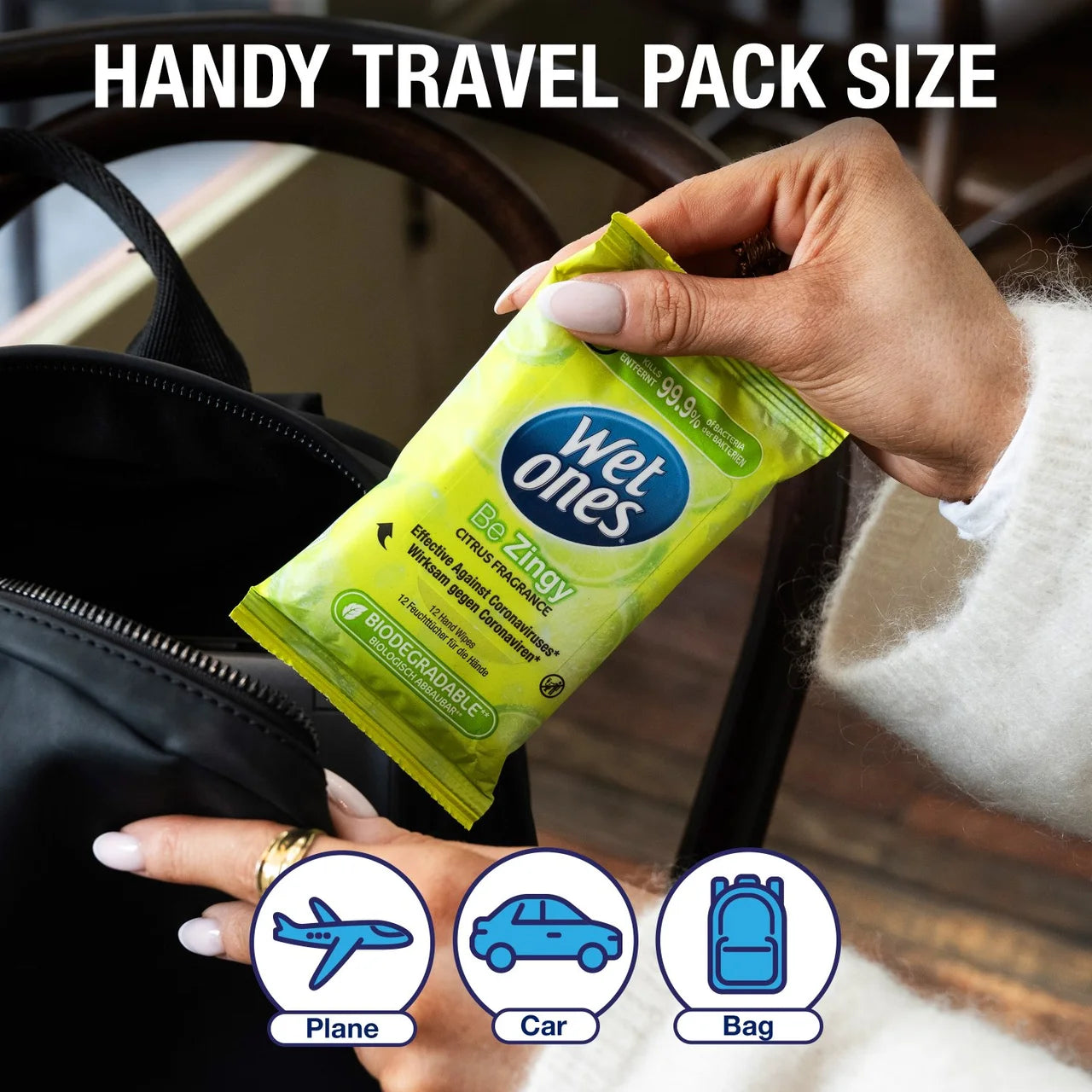 Wet Ones Be Zingy Biodegradable Antibacterial wipes