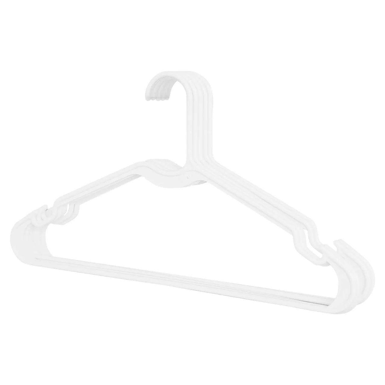Everyday Solid Plastic Clothes Washing Laundry Hangers, White, 5pk