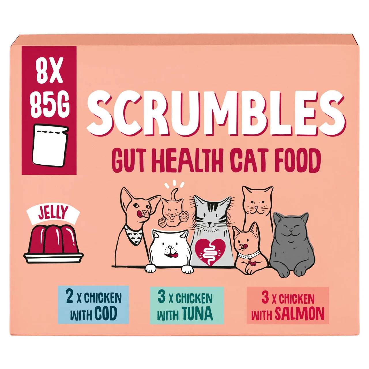 Scrumbles Grain Free Wet Cat Jelly Pouch Fish Selection 8 x 85g
