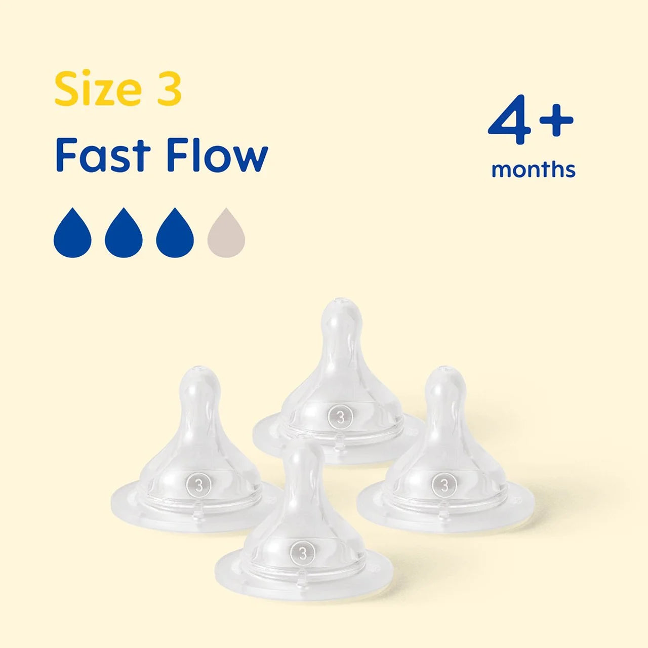 MAM Silicone Bottle Teats Fast Flow 4+ Months Level 3 , 2 per pack