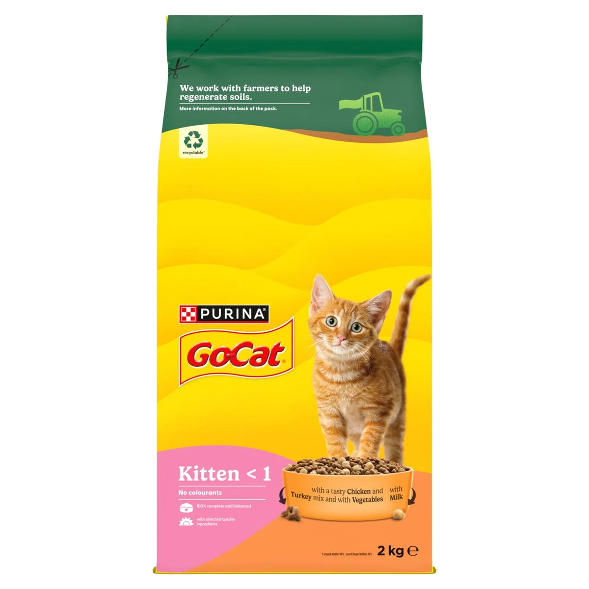 Go-Cat Kitten Chicken Turkey and Milk Dry Cat Food 2kg