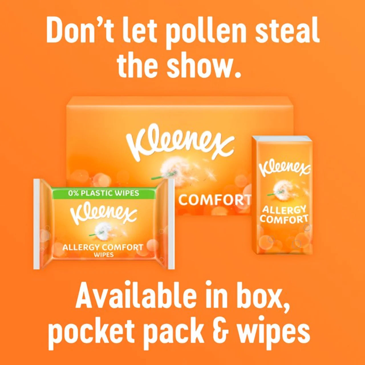 Kleenex Allergy Comfort Tissues Pocket Pack 6 x 9 per pack
