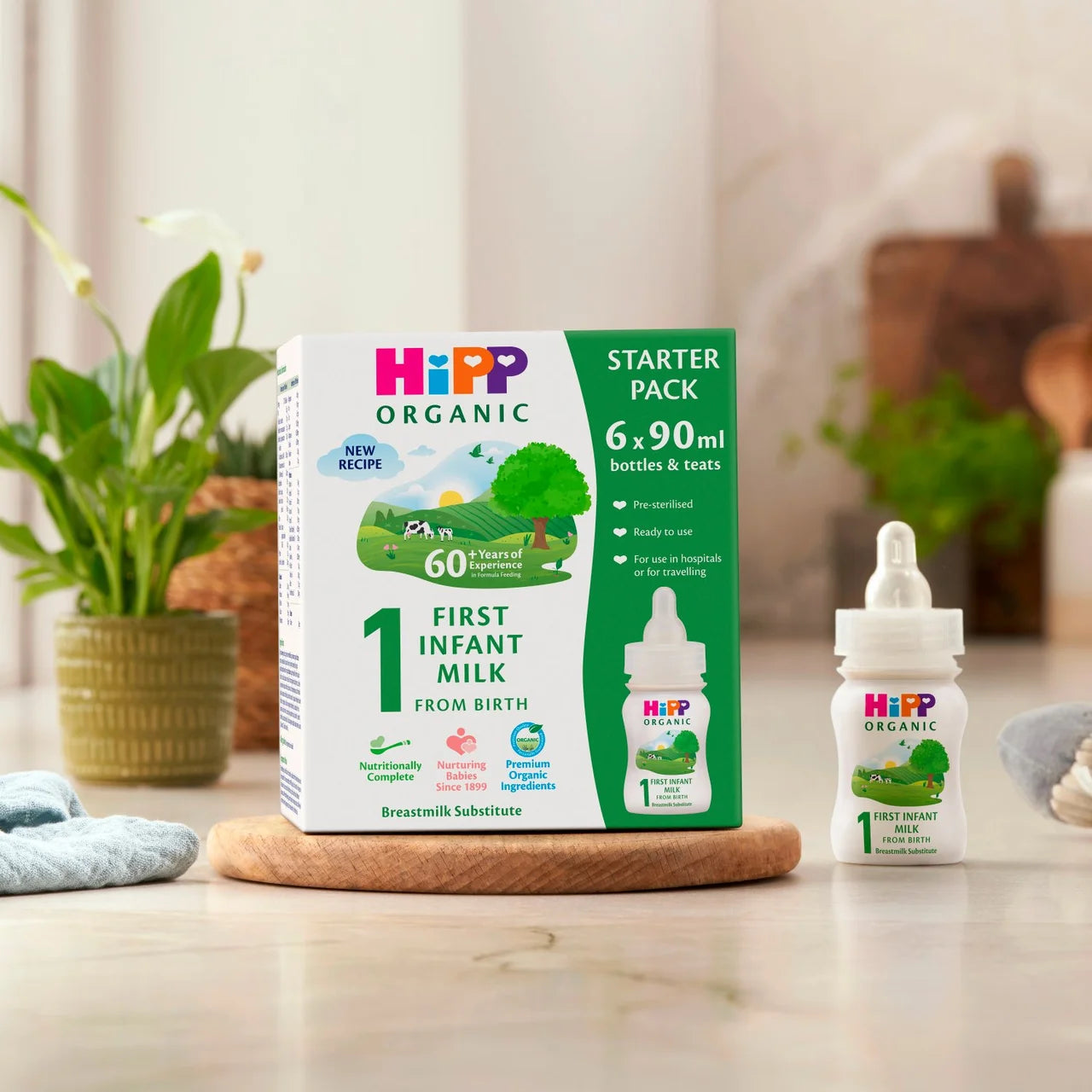 HiPP Organic 1 First Infant Baby Milk Formula Starter Pack, From Birth 6 x 90ml
