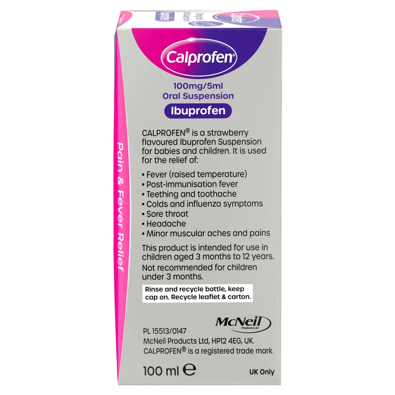 Calprofen Strawberry Ibuprofen Liquid, 3+mths ,  100ml