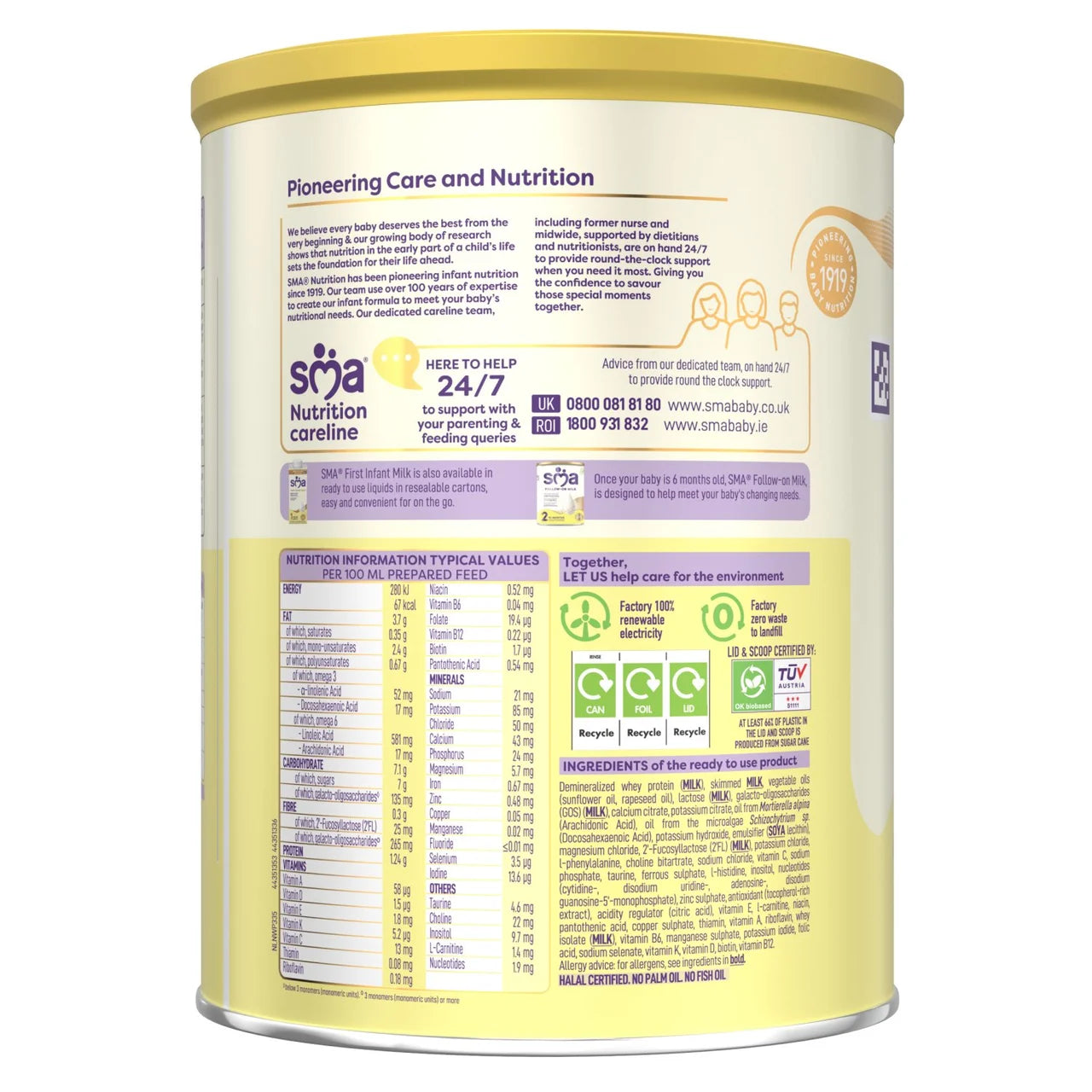 SMA Stage 1 First Infant Baby Milk Formula Powder from birth 800g