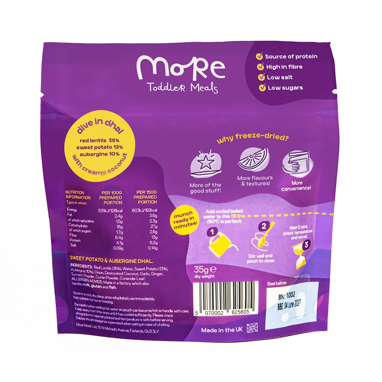 More Toddler Meals, Sweet Potato & Aubergine Dhal 150g