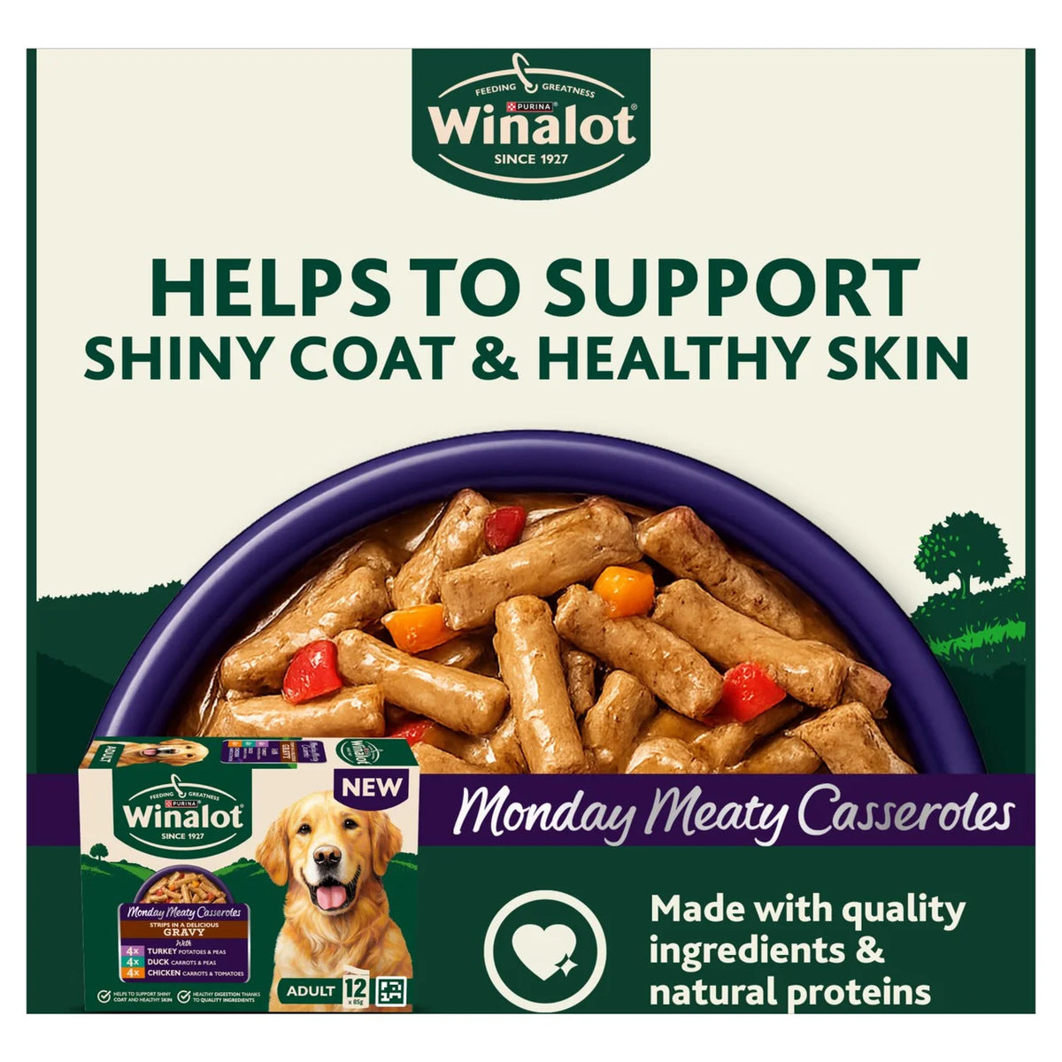 Winalot Monday Meaty Casseroles Chicken, Turkey, Duck in Gravy Wet Dog Food 12 x 85g