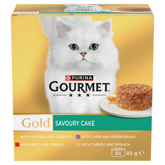 Gourmet Gold Savoury Cake Meat & Veg Variety Wet Cat Food 8 x 85g