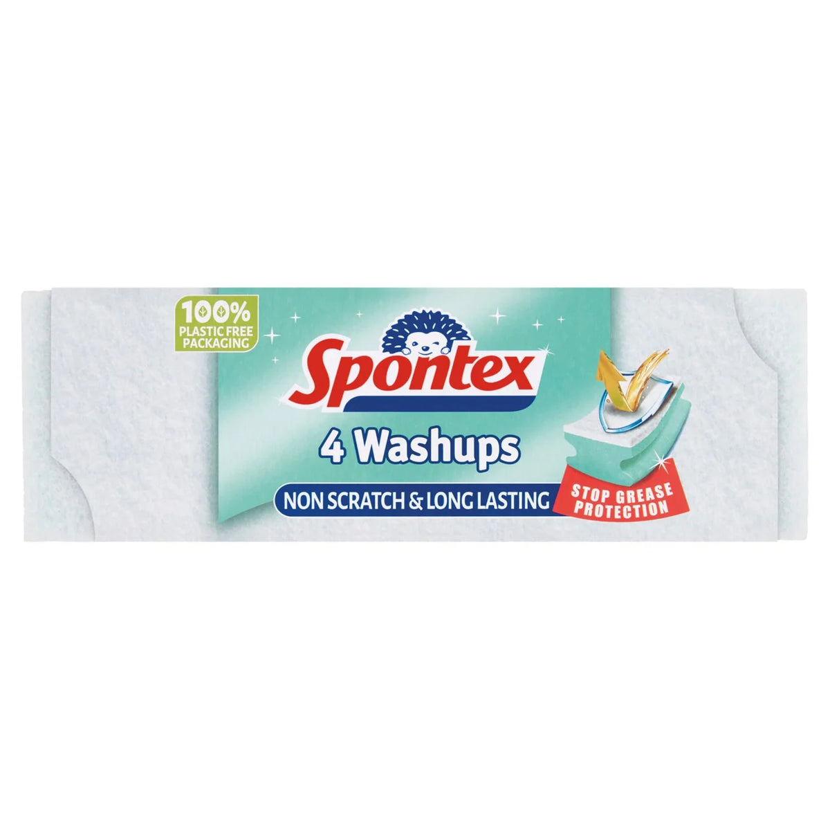 Spontex Washups - Long Lasting Non-Scratch Washing Up Sponge Scourers 4 per pack