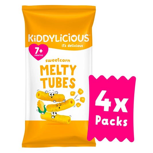 Kiddylicious Sweetcorn Melty Tubes Multipack 7+ Months 4 x 10g
