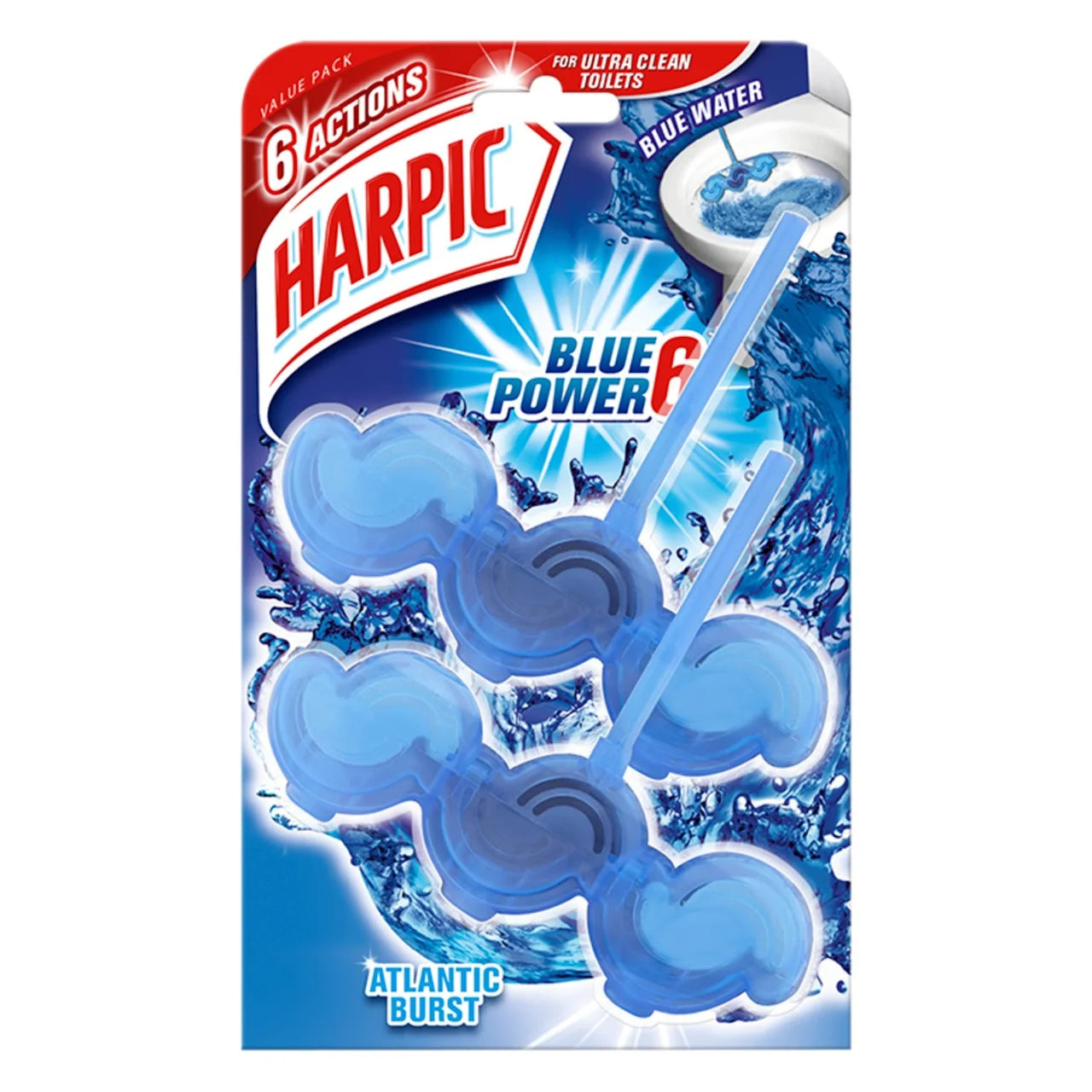 Harpic Fresh Power 6 Rim Blocks Blue Water Twin 2 x 39g