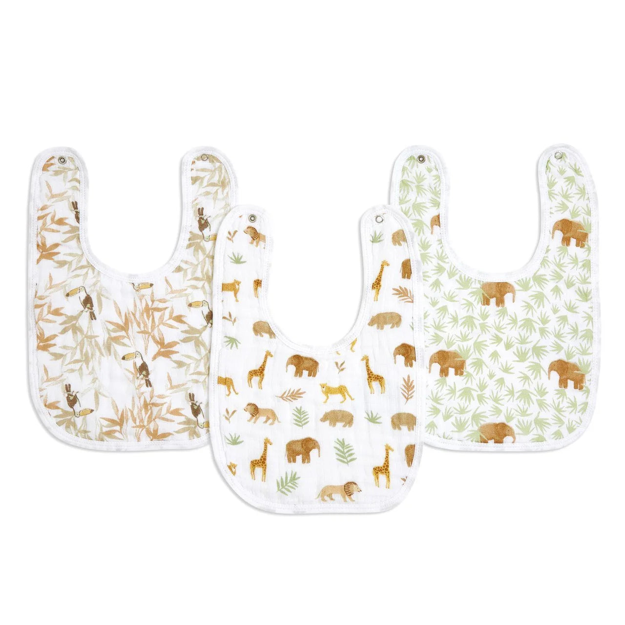 Aden+Anais essentials 3 pack cotton muslin baby snap bibs tanzania 3 per pack