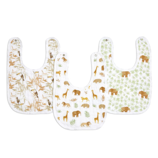 Aden+Anais essentials 3 pack cotton muslin baby snap bibs tanzania 3 per pack