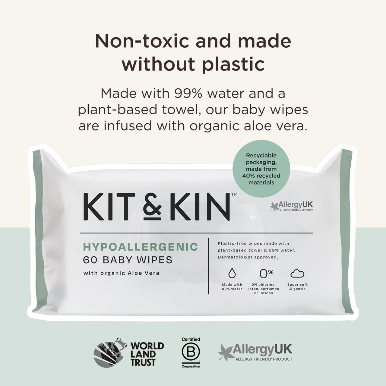 Kit & Kin Hypoallergenic Baby Wipes 60 per pack
