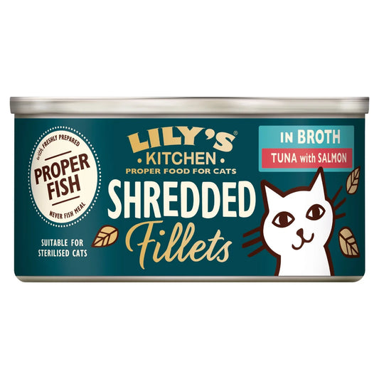 Lily's Kitchen Shredded Fillets Tuna & Salmon in Broth Wet Food for Cats 70g